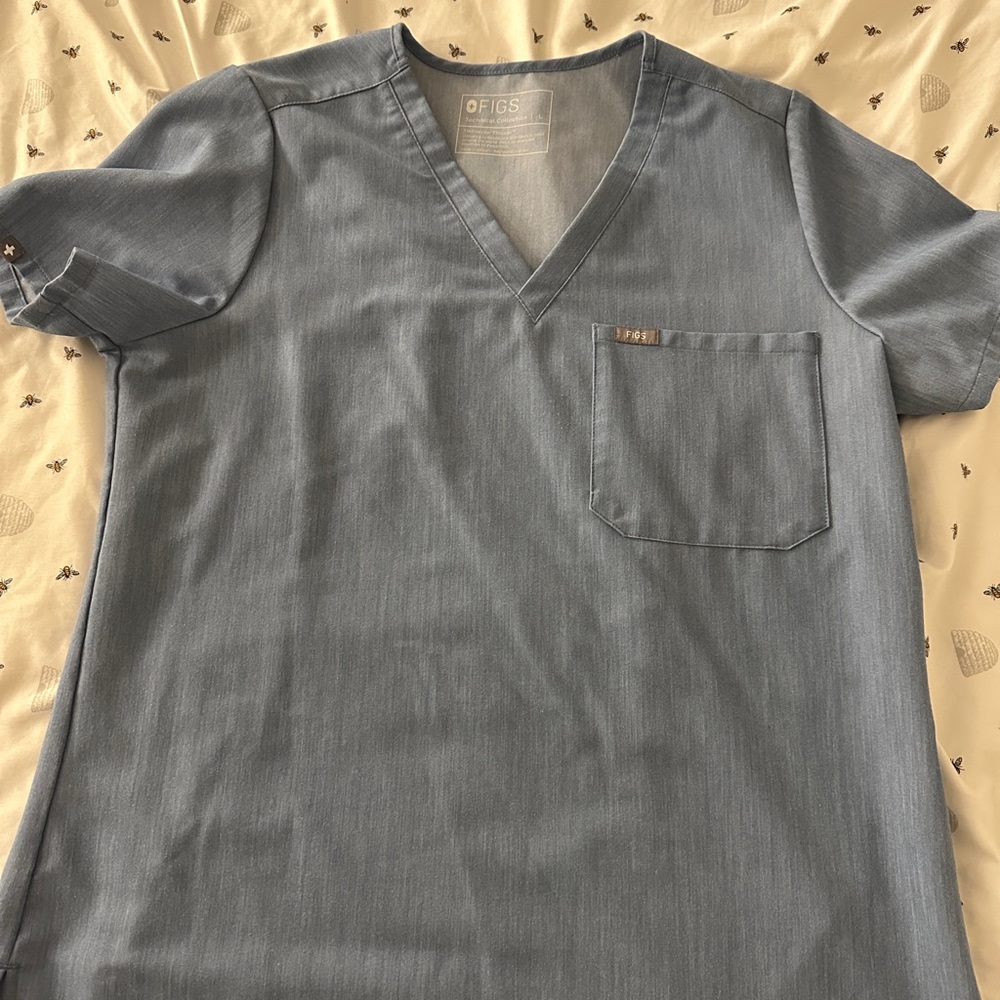 Figs Catarina Scrub Top - Heather Indigo Large
